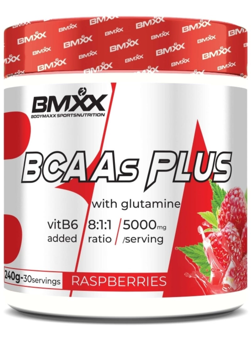 BCAAs Plus With Glutamine 240 Grams, Raspberries