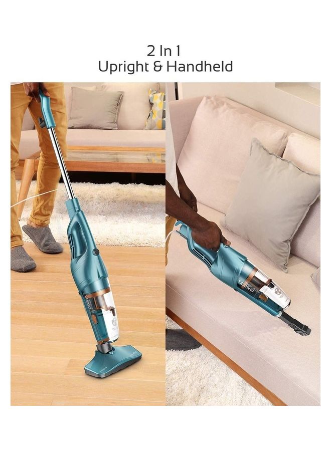 Portable Corded Upright and Mini Handheld Vacuum Cleaner, Stainless Steel Filter with Flexible 180° Rotation Swivel Steering Design Light weight 600 W DX900 green