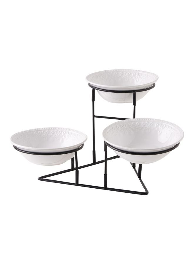 3-Piece Nova Bowl Set With Stand White/Black 20 x 20 x 6cm