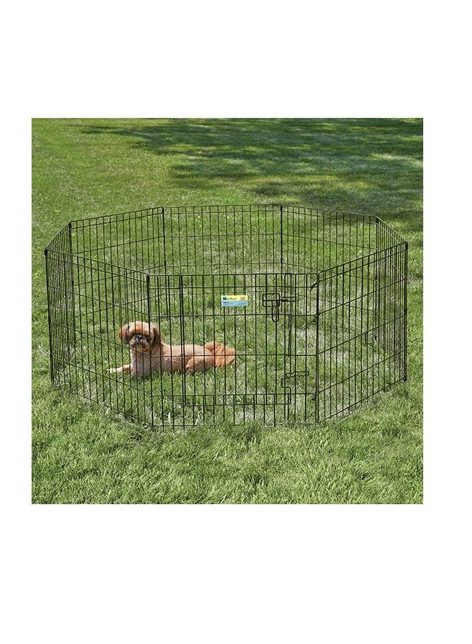 Exercise Pen with Full Max Lock Door Black 24Inch