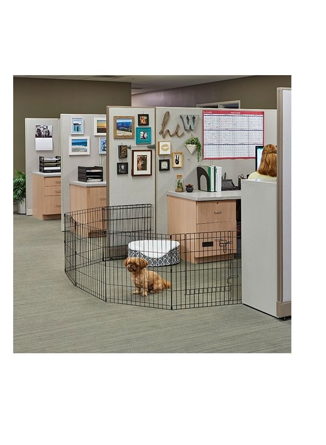 Exercise Pen with Full Max Lock Door Black 24Inch