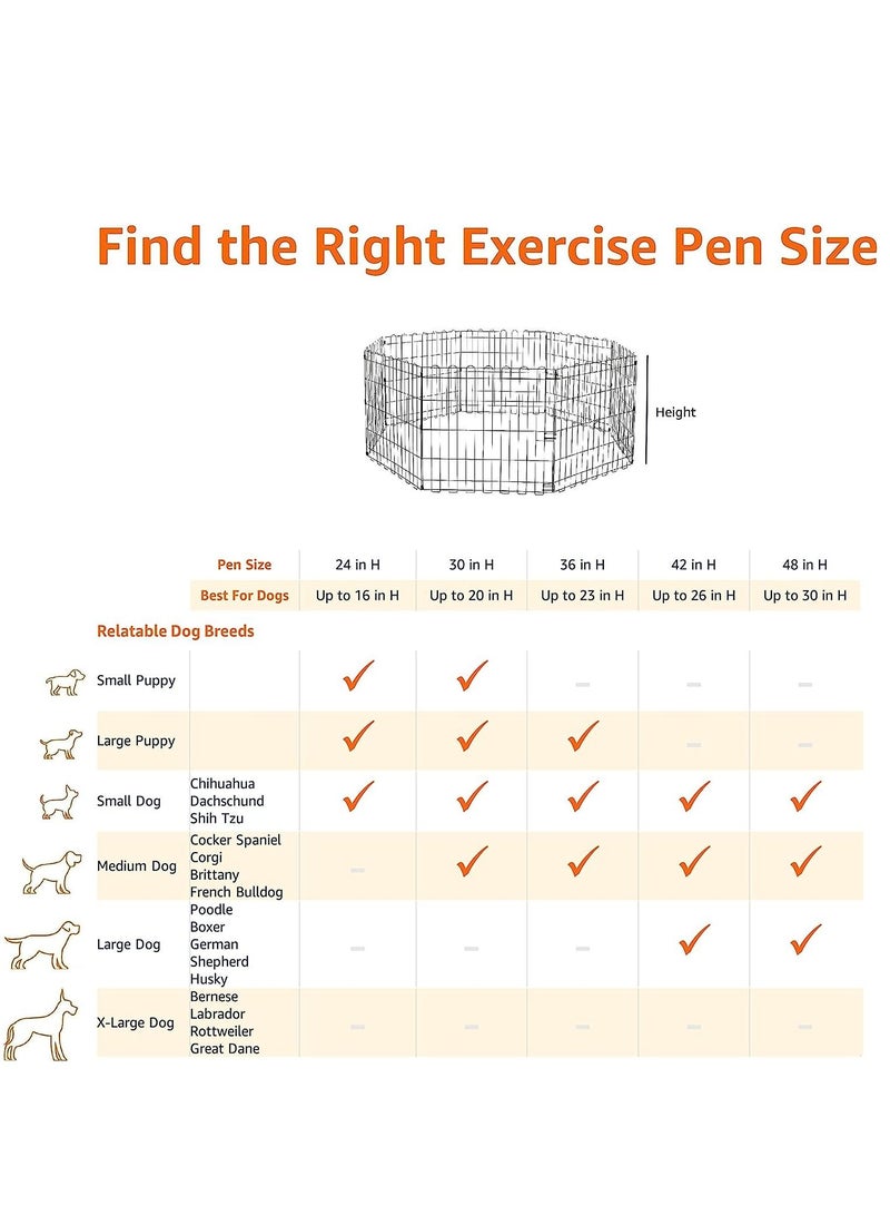 Exercise Pen with Full Max Lock Door Black 24Inch