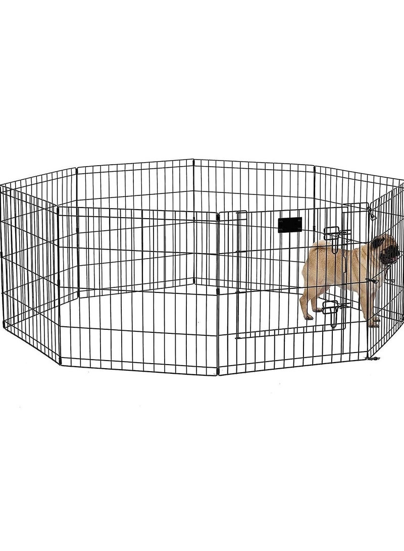 Exercise Pen with Full Max Lock Door Black 24Inch