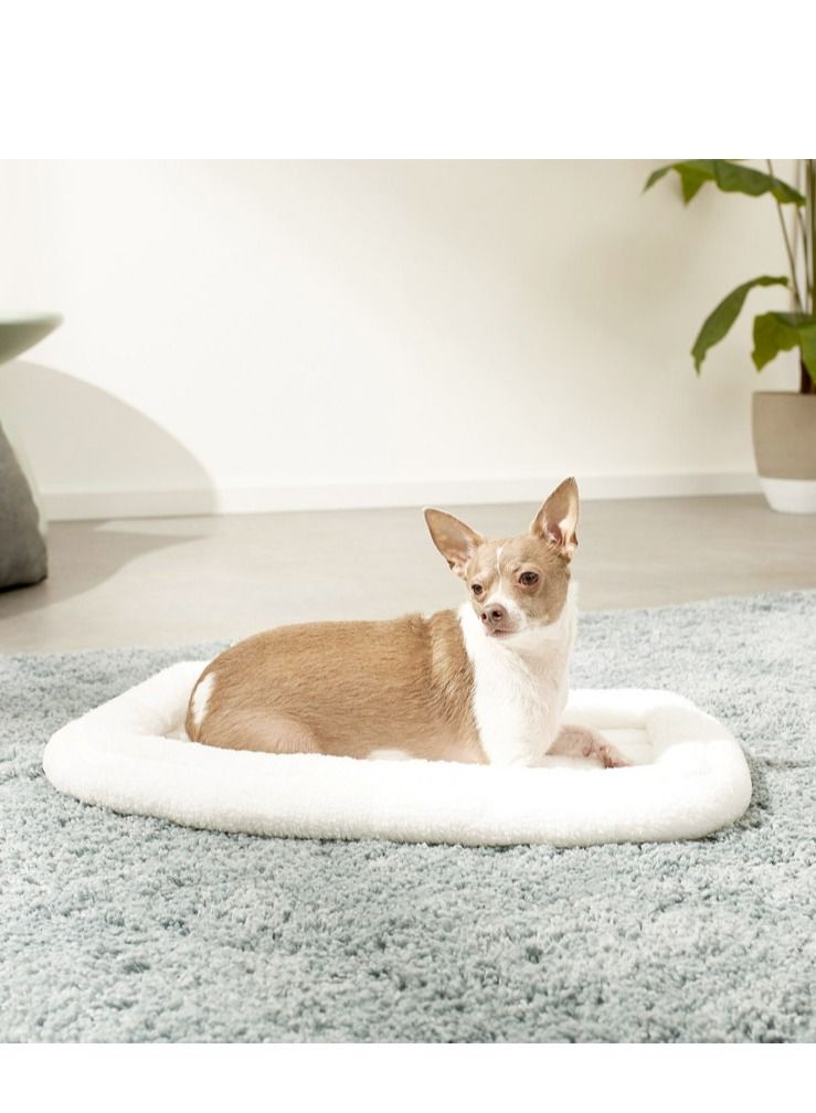 Quiet Time Deluxe Fleece Double Bolster Bed White For Dogs 18Inch