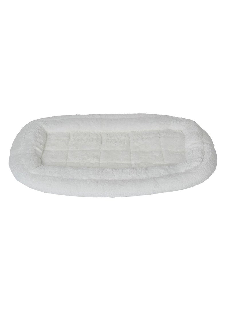 Quiet Time Deluxe Fleece Double Bolster Bed White For Dogs 18Inch