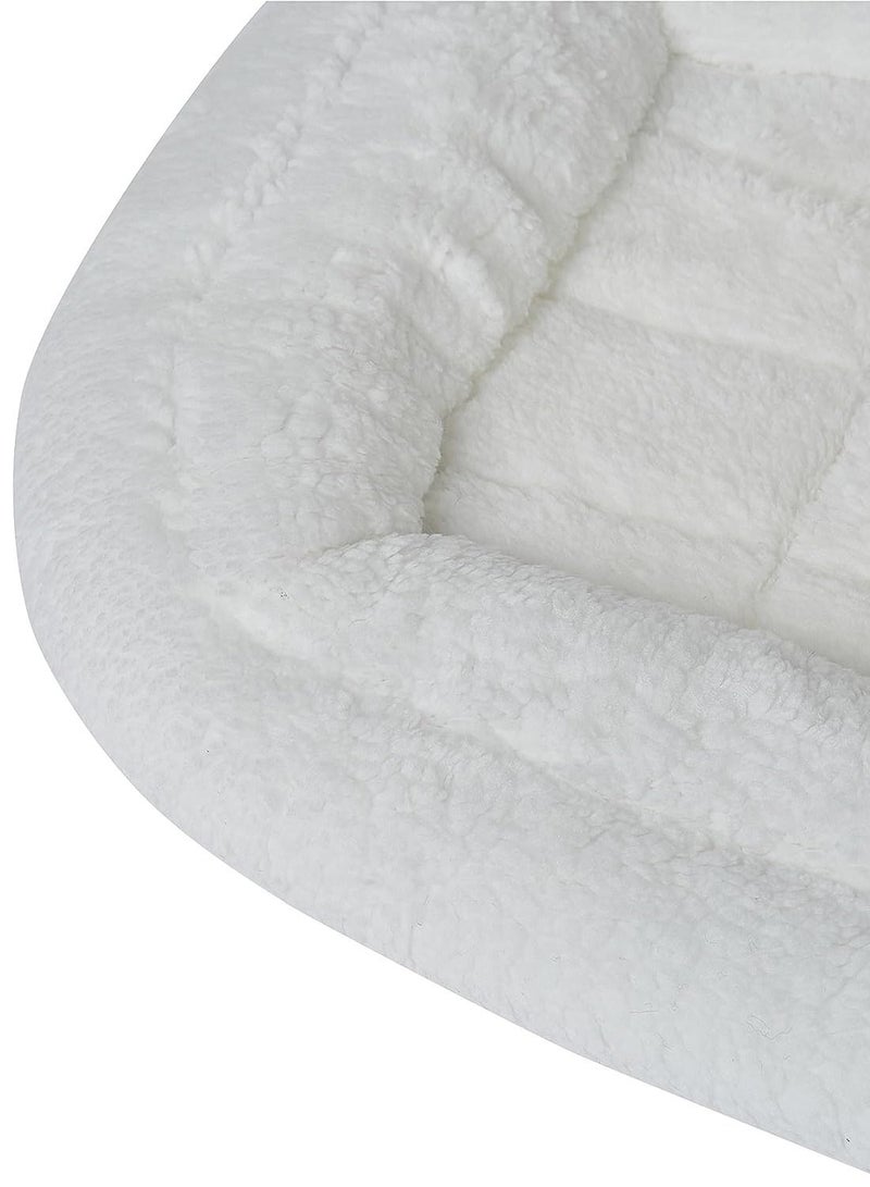 Quiet Time Deluxe Fleece Double Bolster Bed White For Dogs 18Inch