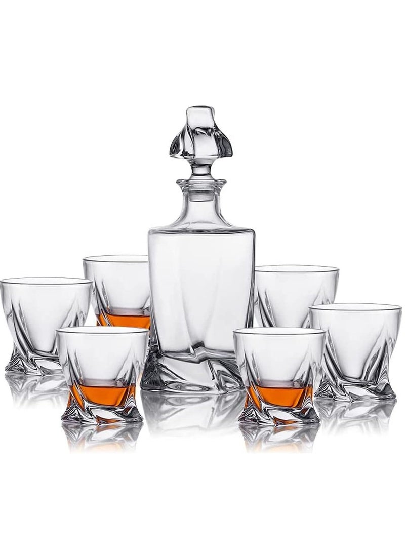 Decanter Set Classic Made in Italy Lead Free Crystal Tumblers (1 Decanter and 6 Glasses)