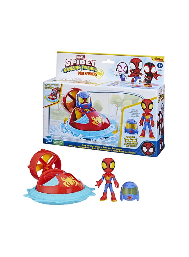 Marvel Spidey and His Amazing Friends Web-Spinners Spidey with Hover Spinner, Car Playset with Vehicle, Figure, and Accessory, Toy Cars for Kids 3 and Up