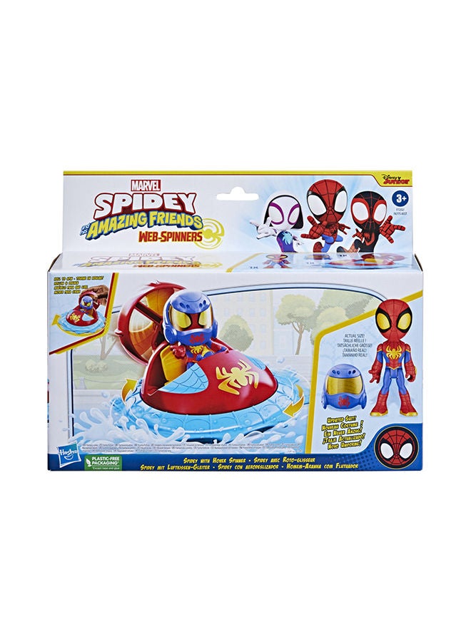 Marvel Spidey and His Amazing Friends Web-Spinners Spidey with Hover Spinner, Car Playset with Vehicle, Figure, and Accessory, Toy Cars for Kids 3 and Up
