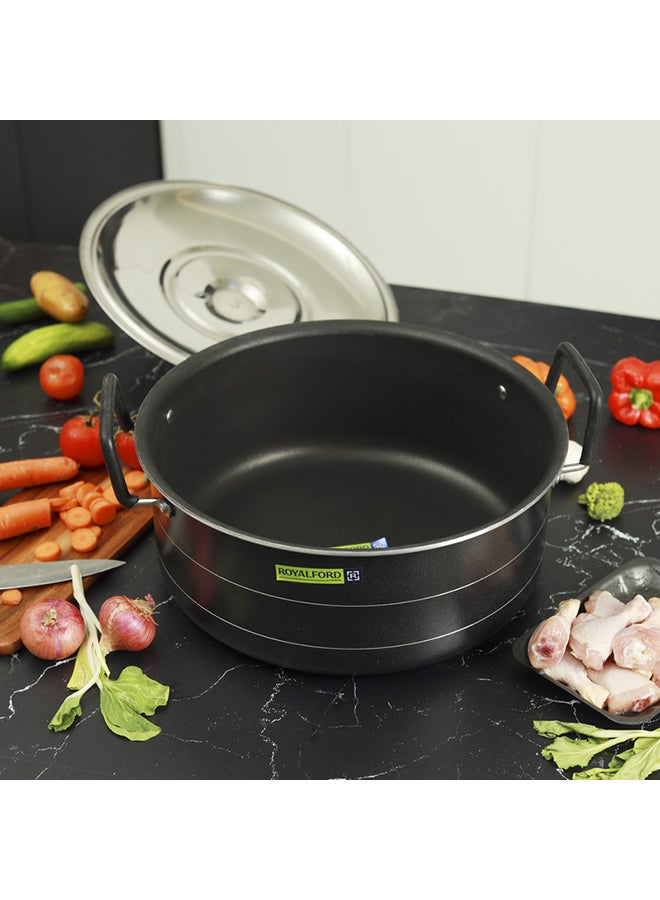 2-Piece Aluminium Non Stick Casserole With Lid Black/Silver 36cm