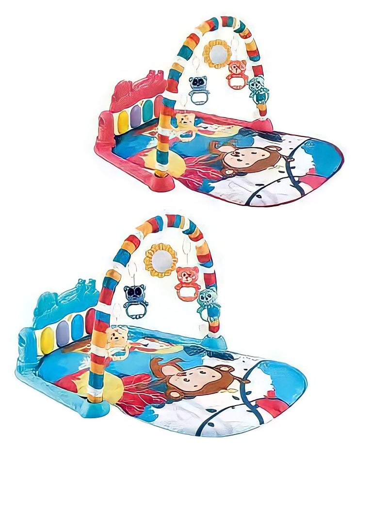 Factory Price -Monkey Hat Pedal Piano Activity Play Mat- Red