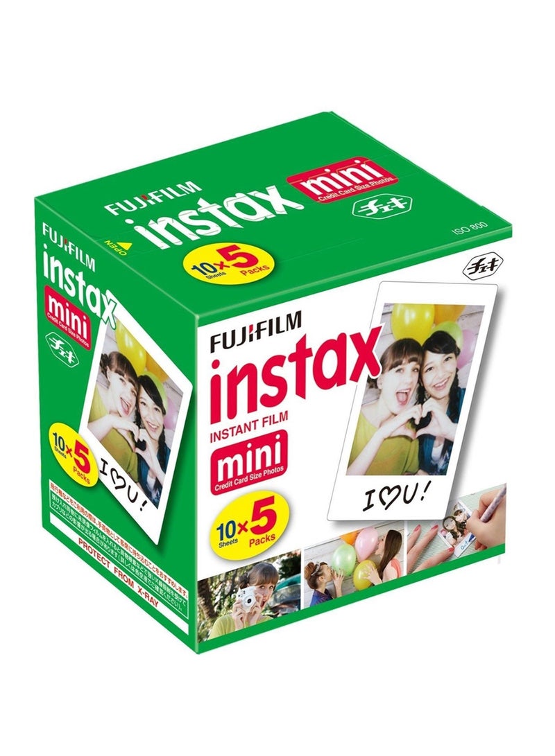 Instax Mini Instant Film Pack Of 5 x 10 Sheets White