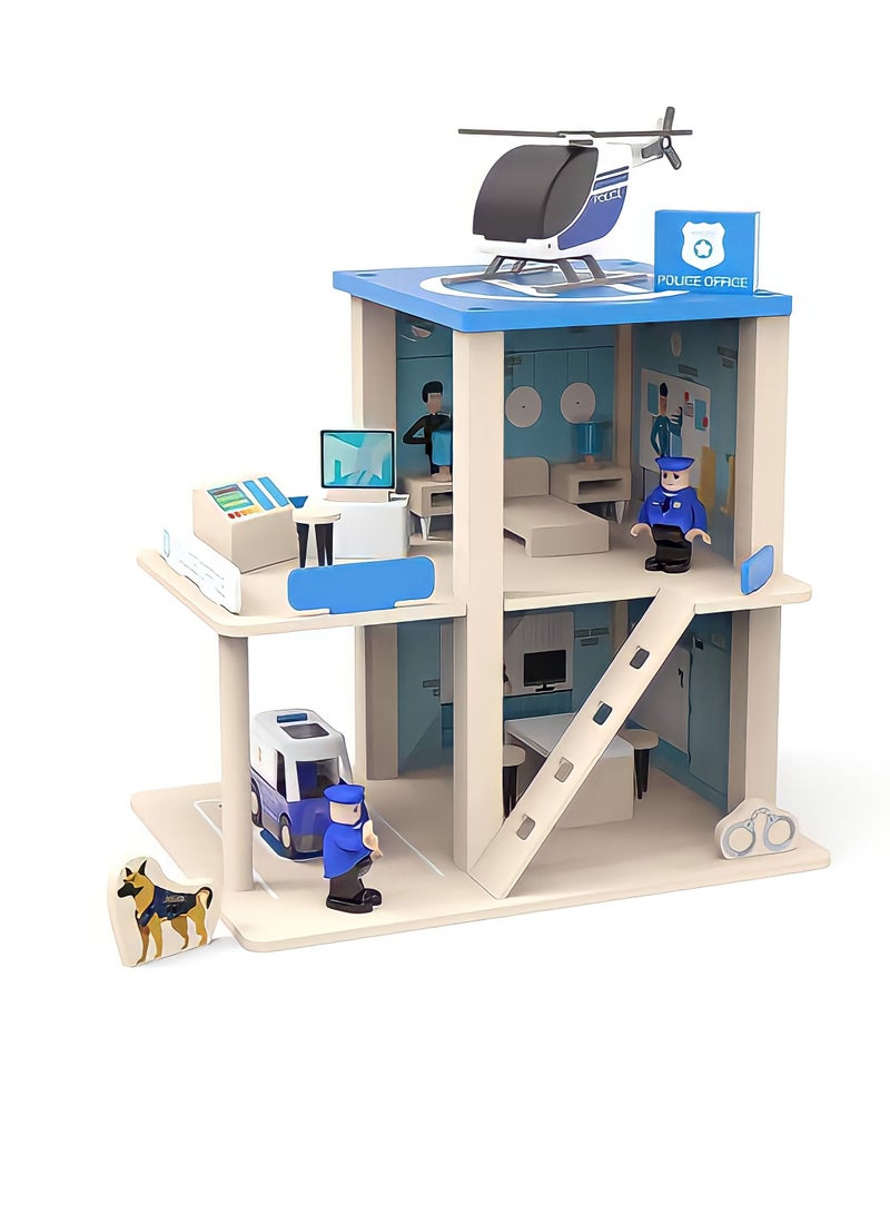 Wooden Pretend Play Wooden Police Station