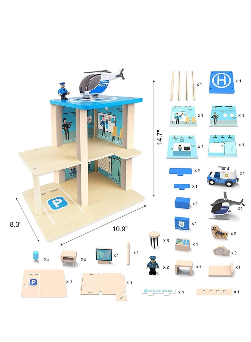 Wooden Pretend Play Wooden Police Station