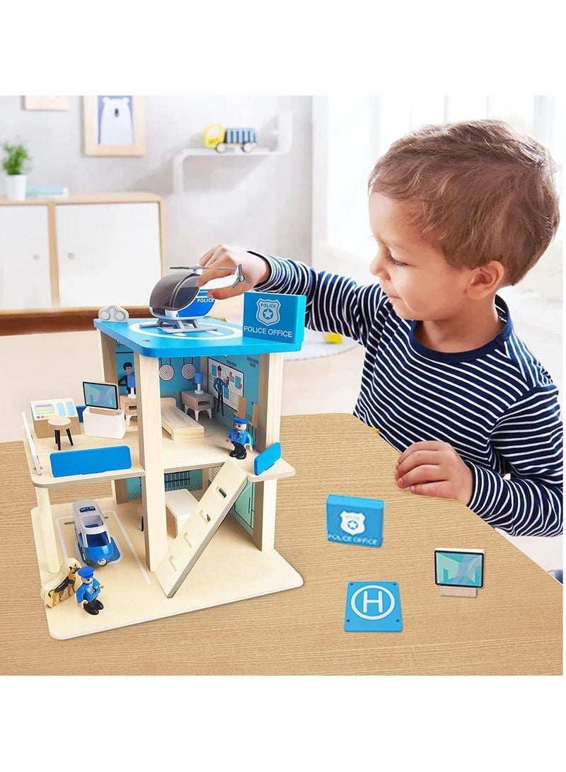 Wooden Pretend Play Wooden Police Station