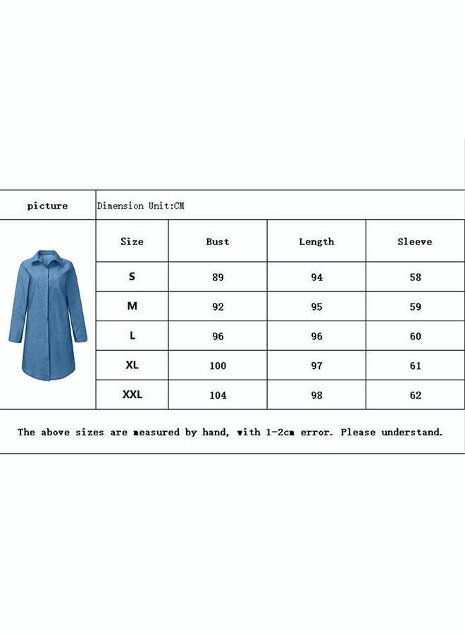Women's Casual Denim Dress Loose Fit Button Closure