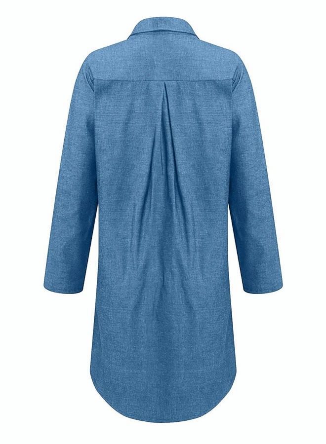 Women's Casual Denim Dress Loose Fit Button Closure