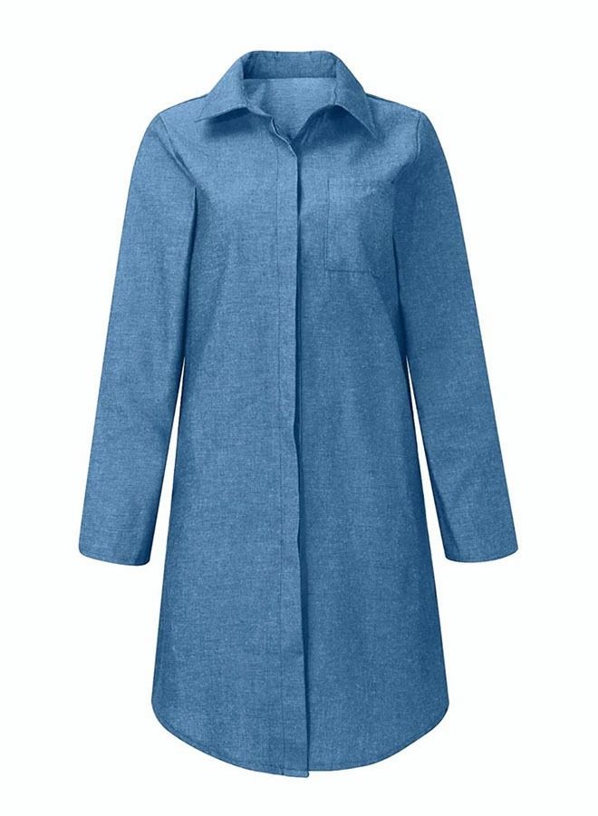 Women's Casual Denim Dress Loose Fit Button Closure