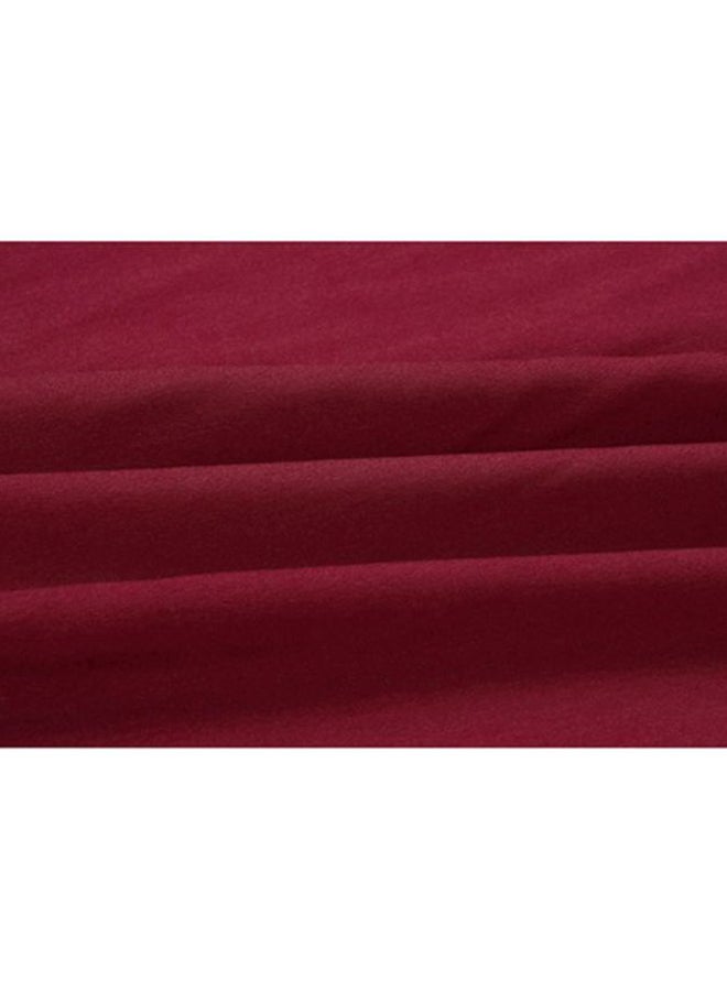 Round Neck Short Sleeve Irregular Dress Burgundy