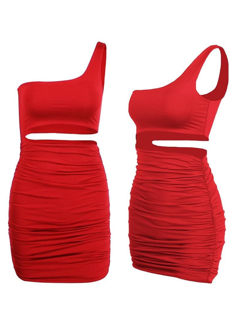 Hip Wrap Dress Red
