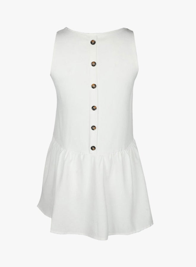 Elegant Neck Design Dress White/Copper/Blue