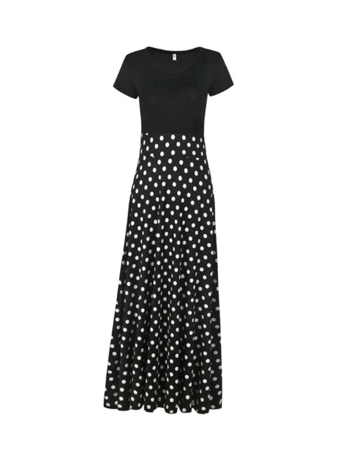 Dot Printed Maxi Dress Black/White