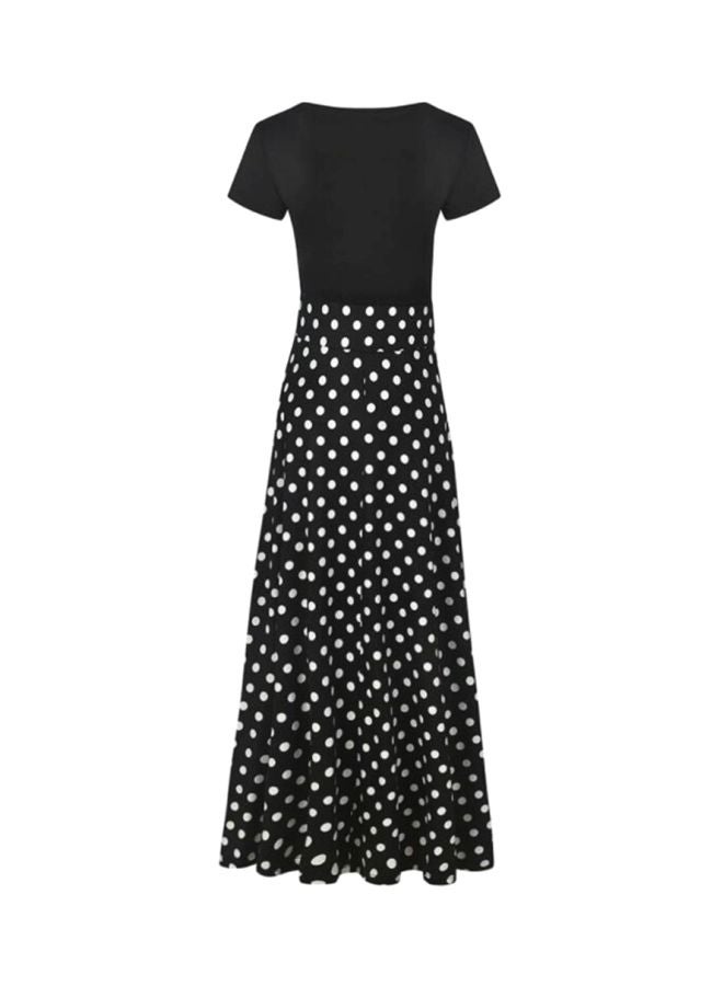 Dot Printed Maxi Dress Black/White