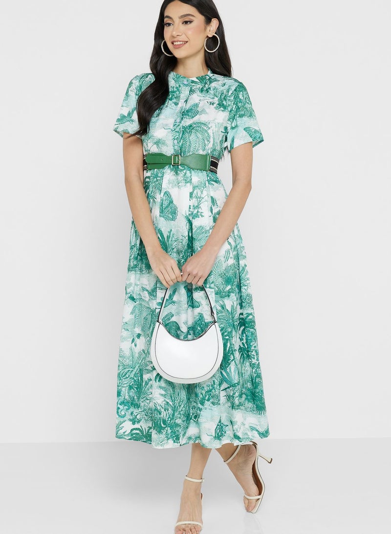 Printed A-Line Dress
