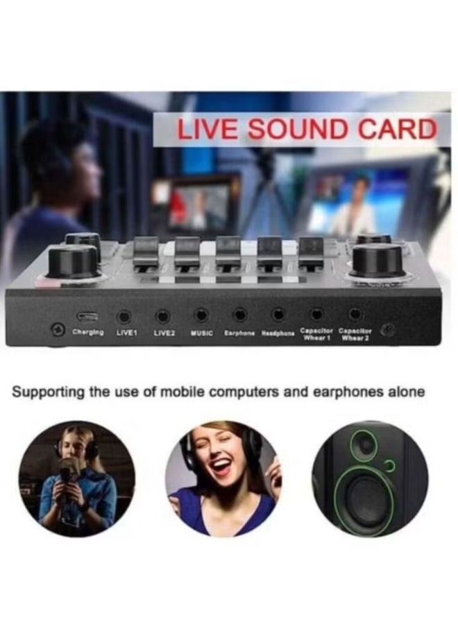 V9 Audio USB Headset Microphone Webcast Live Sound 12 Electric Sounds Broadcast for Phone Computer