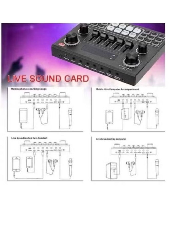 V9 Audio USB Headset Microphone Webcast Live Sound 12 Electric Sounds Broadcast for Phone Computer