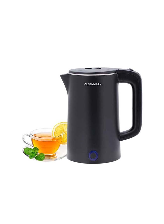 Electric Kettle With Durable Wall Cool Touch Body, Boil Dry Protection, Stainless Steel Seamless Inner, 360 degree Rotational Base 1.8 L 1500 W OMK2475 Black