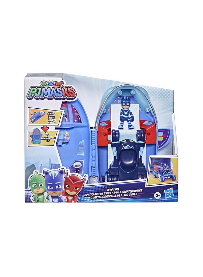 2-in-1 HQ Playset, Headquarters and Rocket Preschool Toy for Kids Ages 3 and Up, Includes Catboy Action Figure and Cat-Car Vehicle