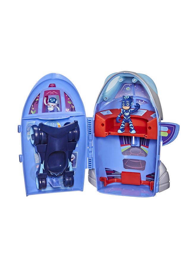 2-in-1 HQ Playset, Headquarters and Rocket Preschool Toy for Kids Ages 3 and Up, Includes Catboy Action Figure and Cat-Car Vehicle