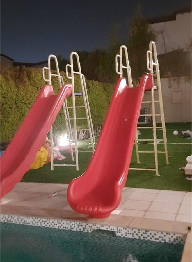 Outdoor Straight Slide Children Garden Toys Baby Luxury With Metal Ladder Stand