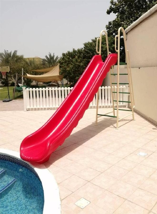 Outdoor Straight Slide Children Garden Toys Baby Luxury With Metal Ladder Stand