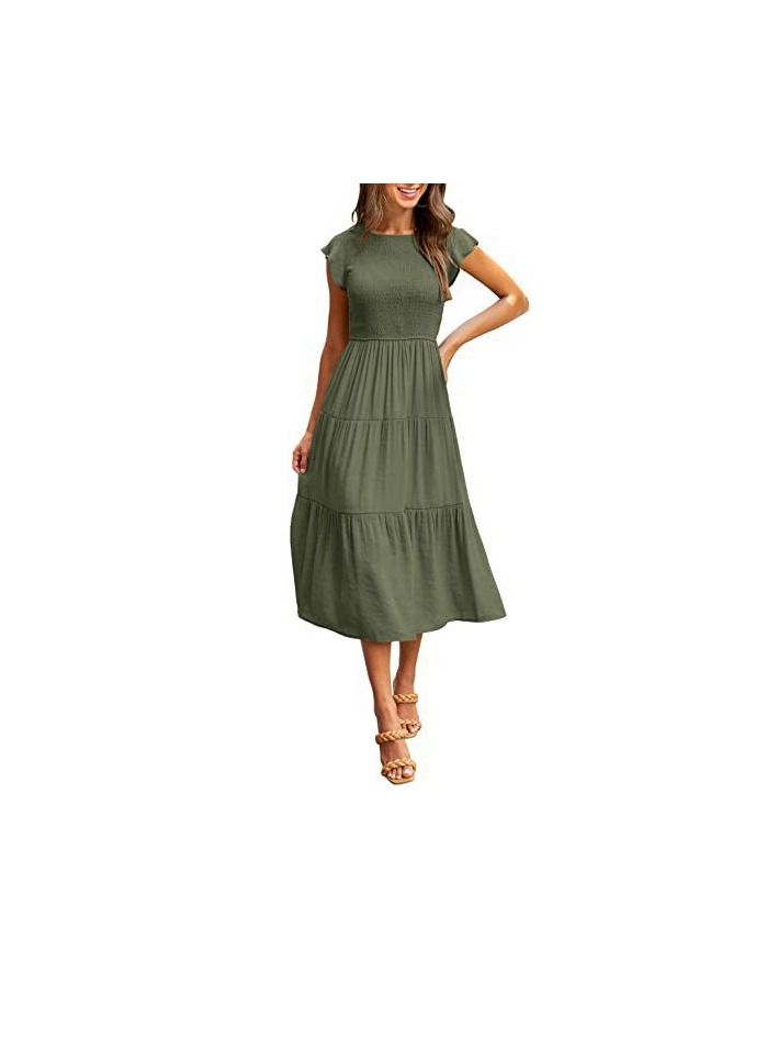 New Summer Fashion Simple Solid Color Dress