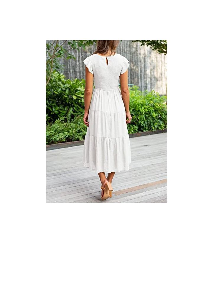 New Summer Fashion Simple Solid Color Dress