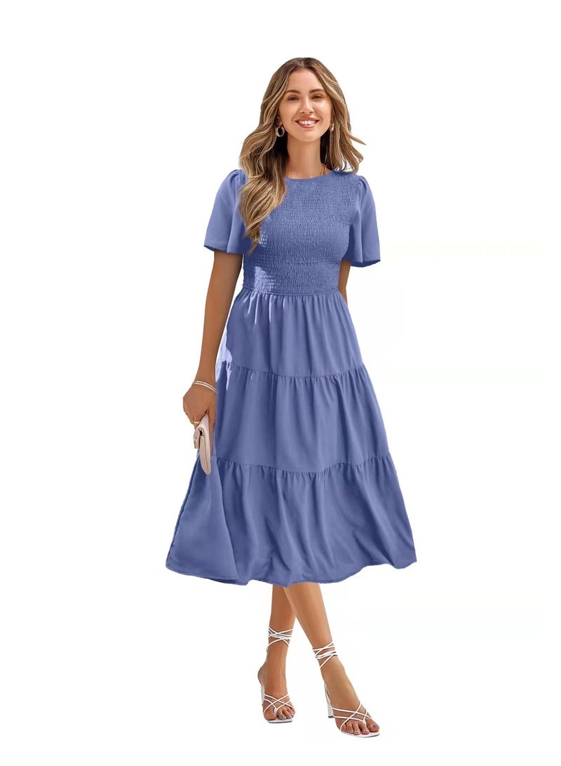 New Summer Fashion Simple Solid Color Dress