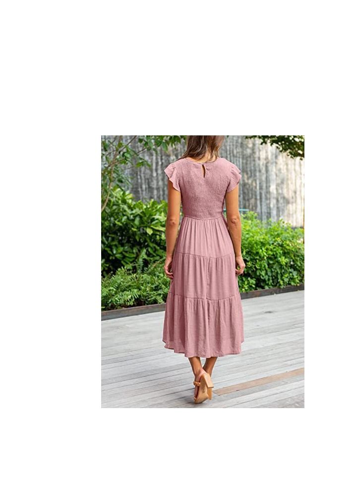 New Summer Fashion Simple Solid Color Dress