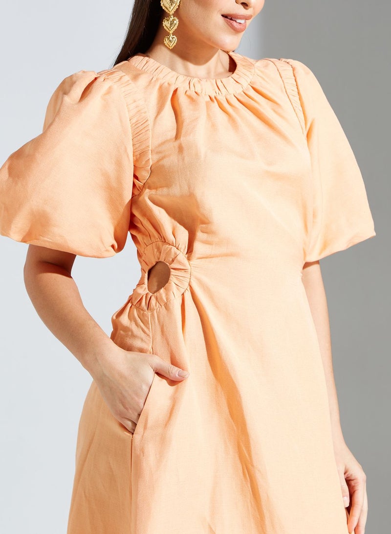 Ruffle Sleeve Pocket Detail  Dress