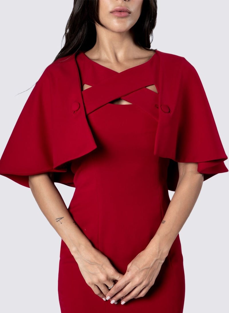 Detachable Cape Style Torso Dress