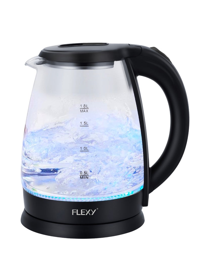 1.8 Lite 1500W Electric Kettle Glass Water Boiler | Portable Pot Instant Water Heater And Tea Maker  | Auto Shut-Off Boil-Dry Protection 360° Swivel Base | Cool Handle