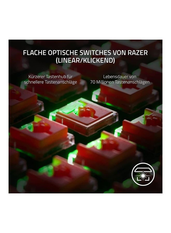 Razer DeathStalker V2 Gaming Keyboard: Low-Profile Optical Switches - Linear Red - Ultra-Durable Coated Keycaps - Durable Aluminum Top Plate - Multi-Function Roller - Media Button - Chroma RGB - Black