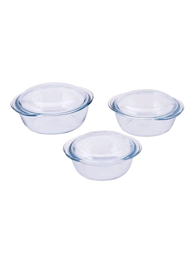 3-Piece Essential Casserole With Lid Set Clear