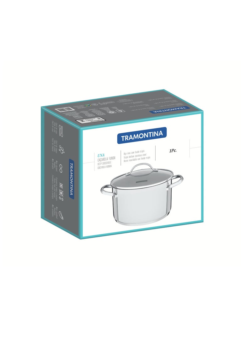 Since 1911,Made in Brazil- Una 16cm 1.8L Stainless Steel Deep Casserole with Tri ply Bottom