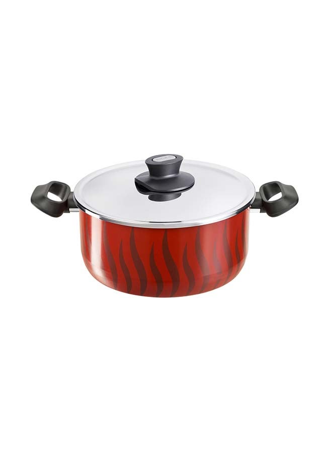 Non-Stick G6 Tempo Flame Sautepan With Lid Red/Silver 26cm