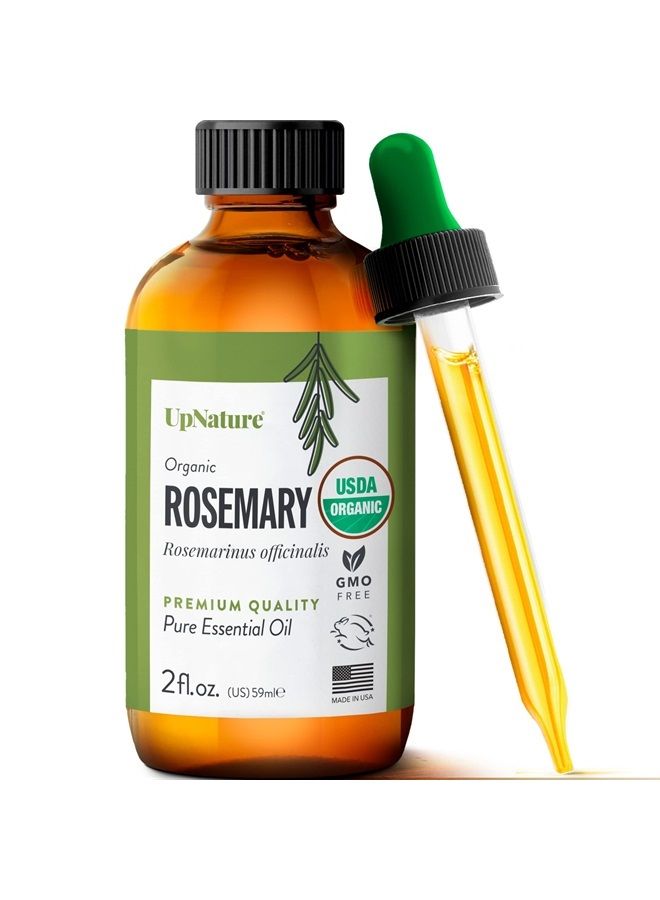 Organic Rosemary Essential Oil – USDA Certified Organic, 100% Pure Rosemary Oil for Hair Growth, Nourishing Scalp Strengthening Hair Oil - Stimulates Healthy Hair Growth, Skin & Nails, 2oz