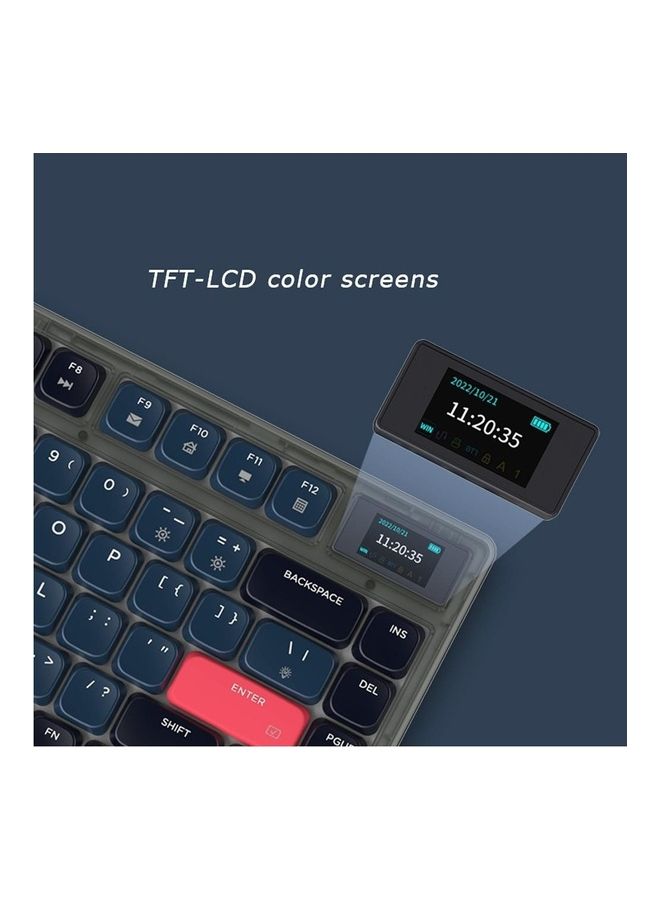 75% Gasket-mounted Bluetooth 5.1/2.4G Wireless & Type-C Wired Low-profile RGB Keyboard with LED Screen(Blue Switch)