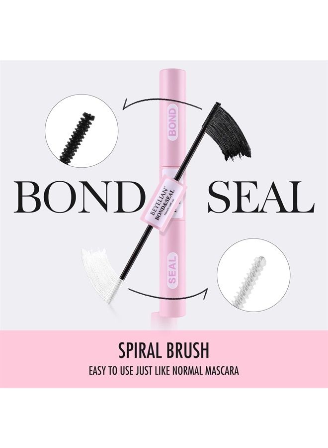 Lash Bond and Seal, Cluster Lash Glue Mascara Wand for Lash Clusters, DIY Eyelash Extension Bond & Seal Strong Hold & Latex Free Waterproof for Personal Makeup Use At Home All Day