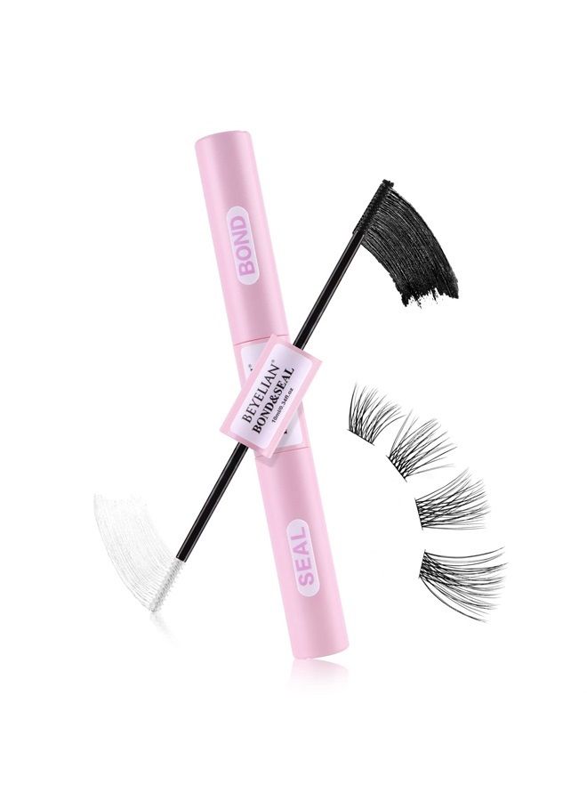 Lash Bond and Seal, Cluster Lash Glue Mascara Wand for Lash Clusters, DIY Eyelash Extension Bond & Seal Strong Hold & Latex Free Waterproof for Personal Makeup Use At Home All Day